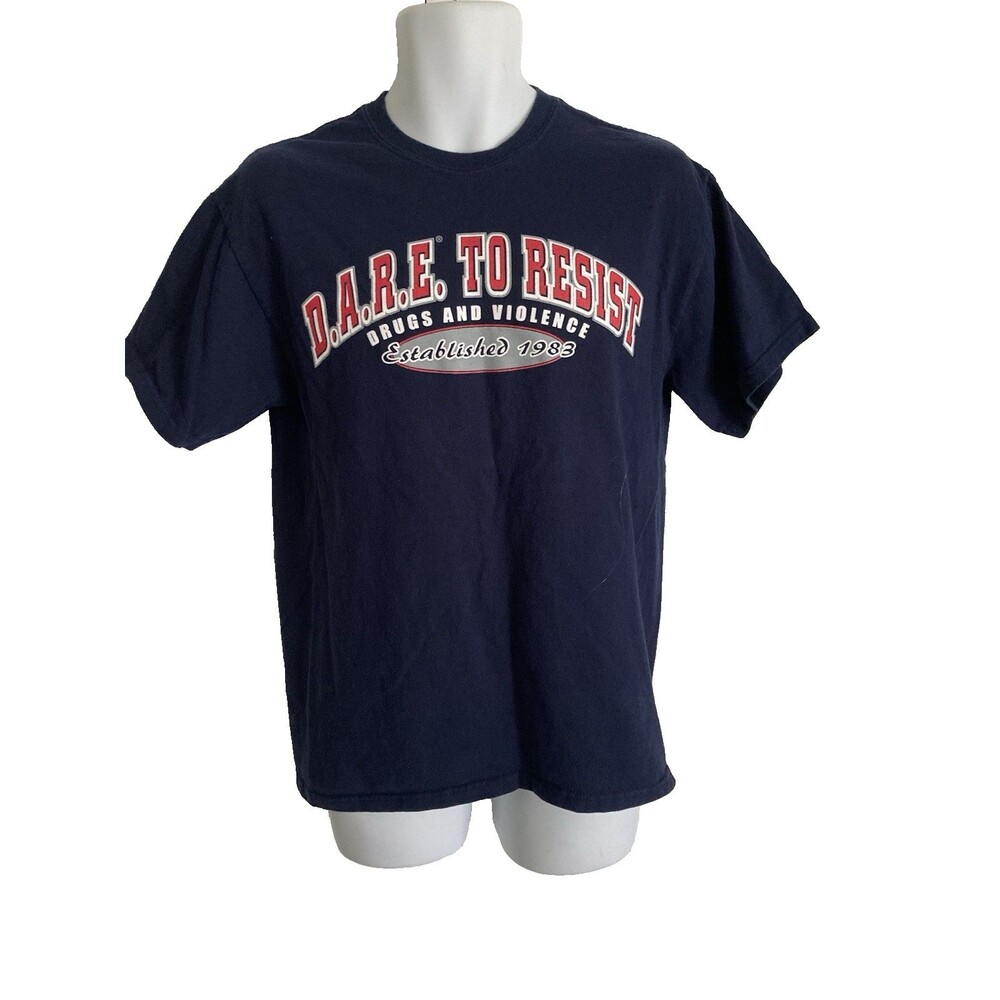 Vintage DARE  T-Shirt Medium Blue Dare To Resist Drugs And Violence 80s- 90s